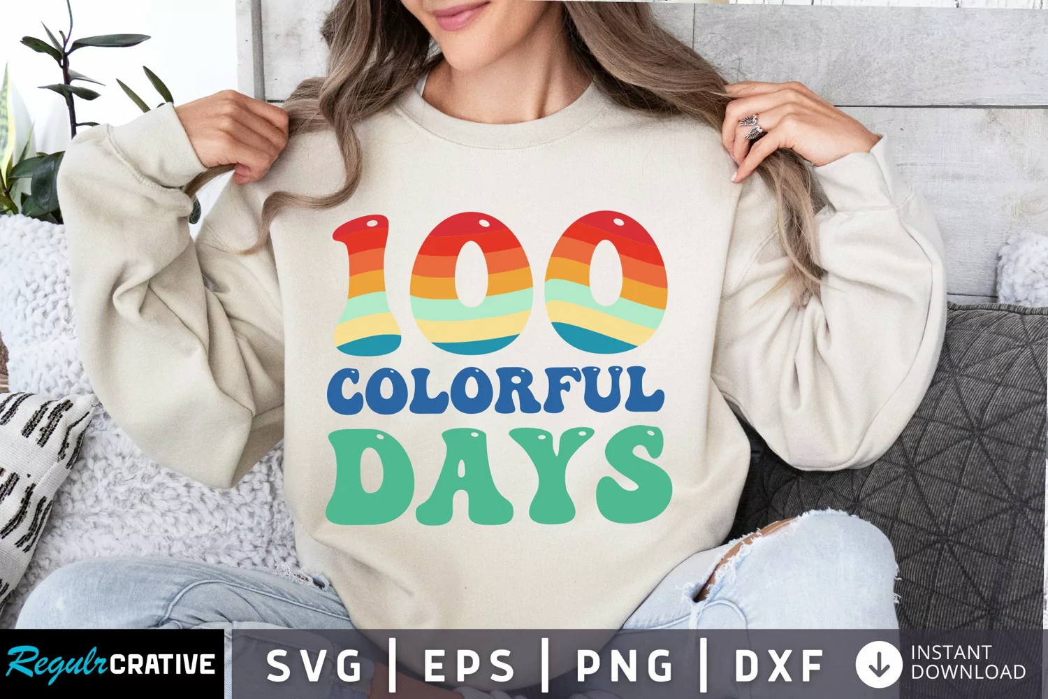 100 Colorful Days SVG, School SVG Design product image 1