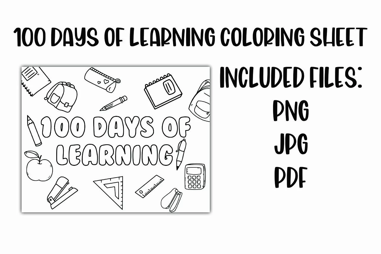 100 Days of Learning Coloring Sheet product image 1