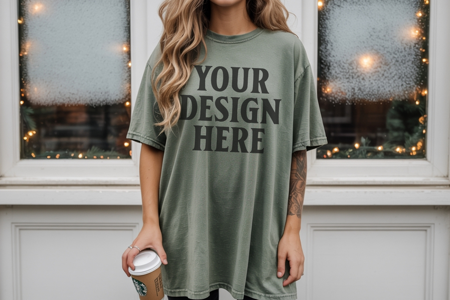 Christmas Comfort Colors 1717 Moss TShirt Mockup, CC 1717 product image 1