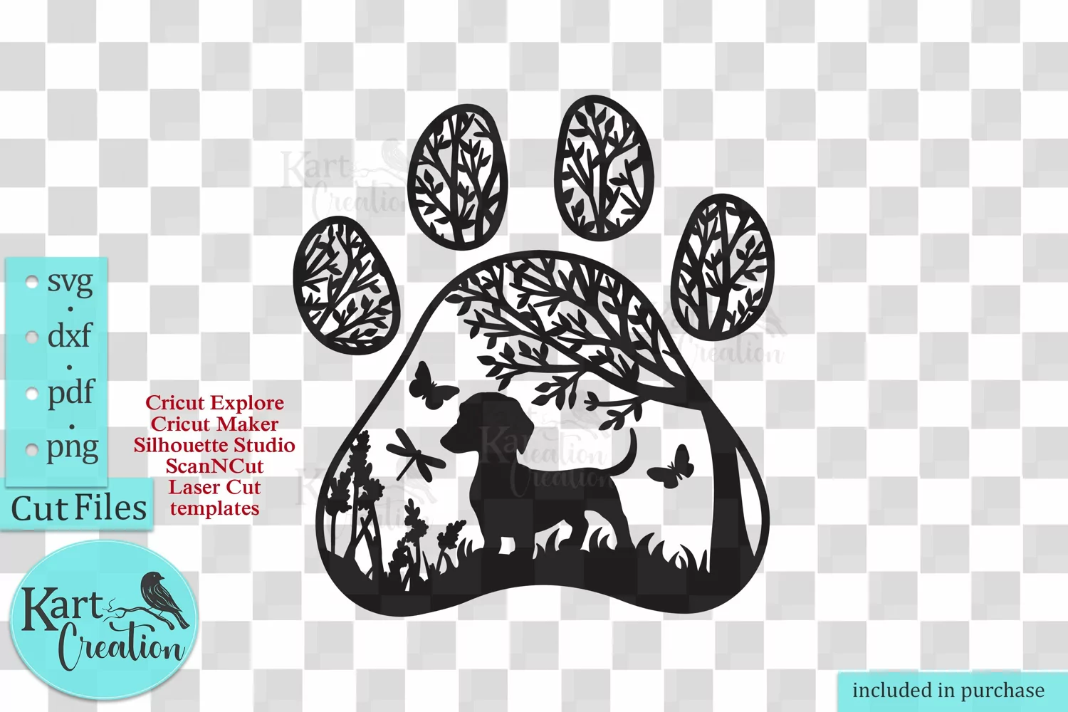 Dachshund dog paw svg dxf pdf cut file round sign product image 1