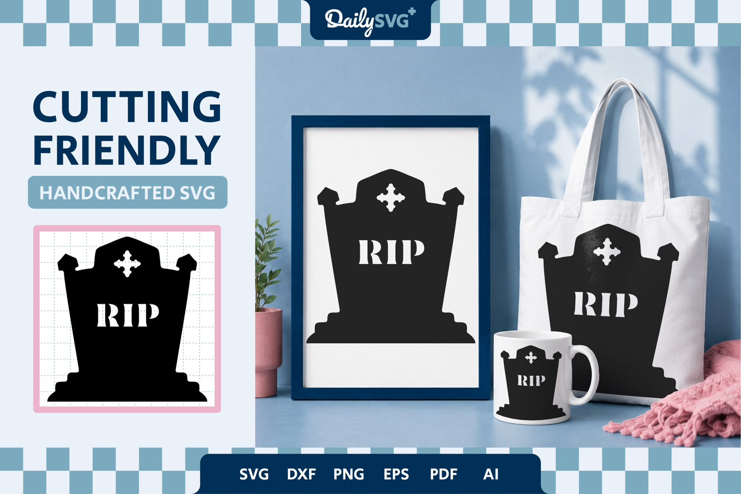 Tombstone Silhouette SVG Halloween Graveyard Cut File product image 1
