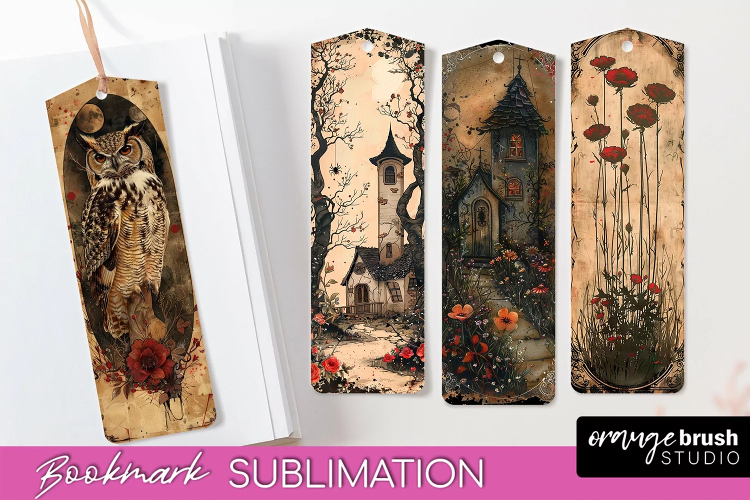 Vintage Halloween Bookmark - Printable Scrapbook Bookmarks product image 1