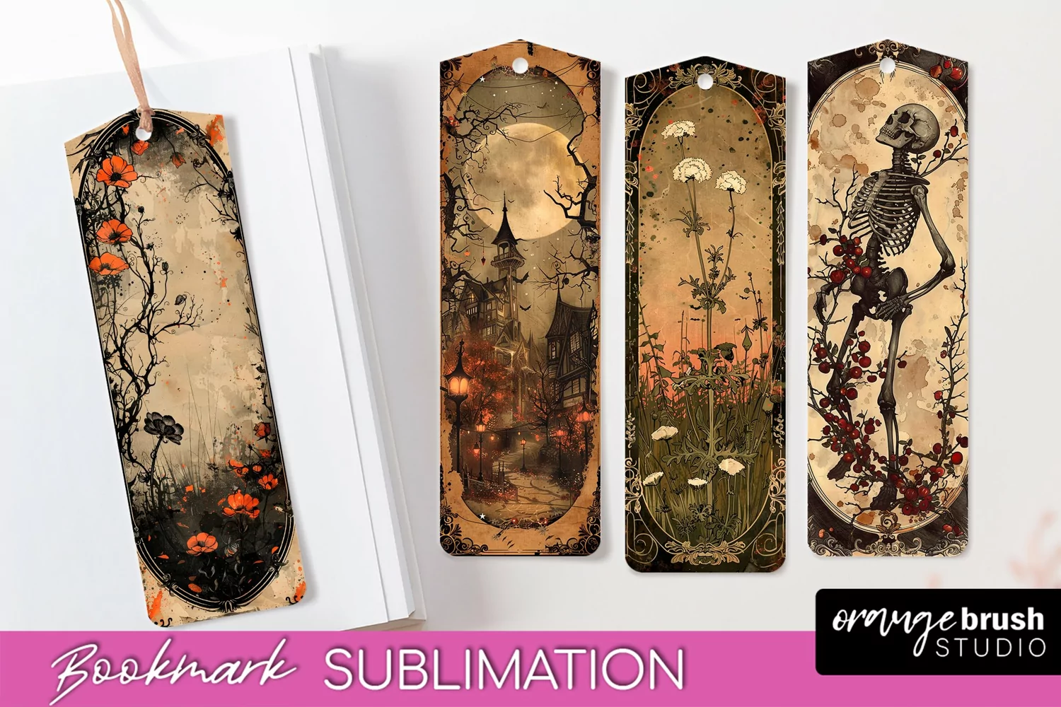Vintage Halloween Bookmark - Printable Scrapbook Bookmarks product image 1