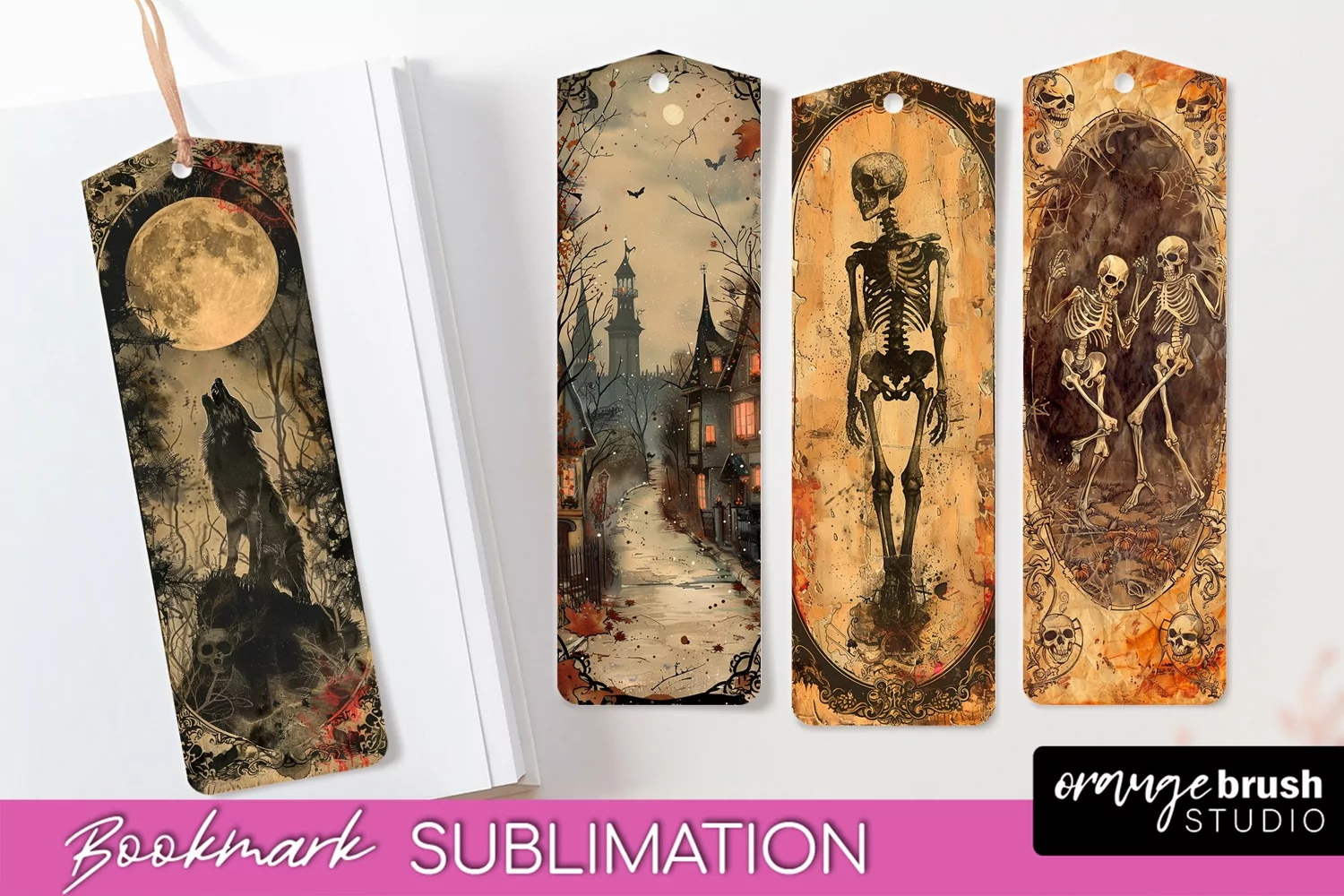 Vintage Halloween Bookmark - Printable Scrapbook Bookmarks product image 1