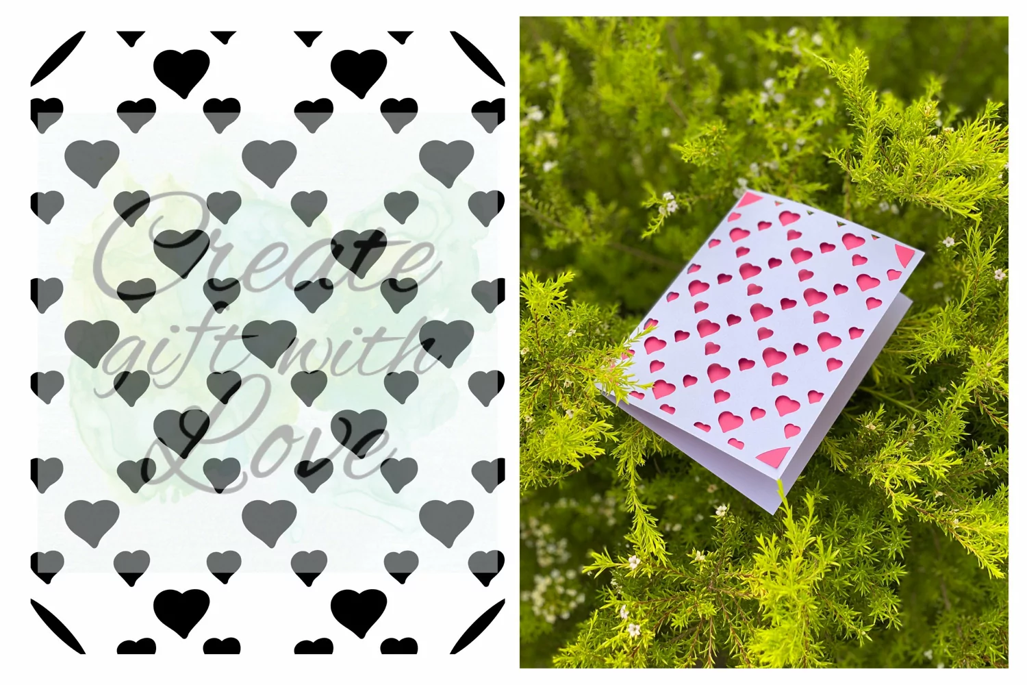 Card SVG template cutting file with Heart for Cricut Joy. product image 1