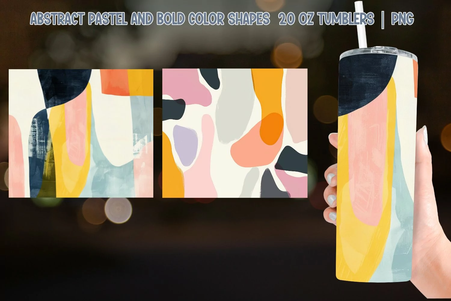 Abstract Pastel and Bold Shapes Tumbler Sublimation PNG product image 1