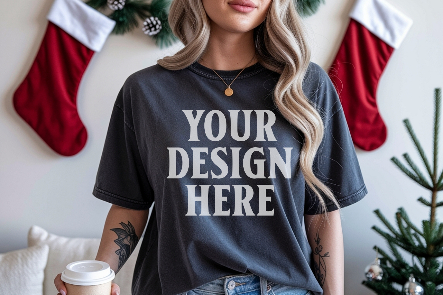 Christmas Comfort Colors 1717 Pepper TShirt Mockup, CC 1717 product image 1