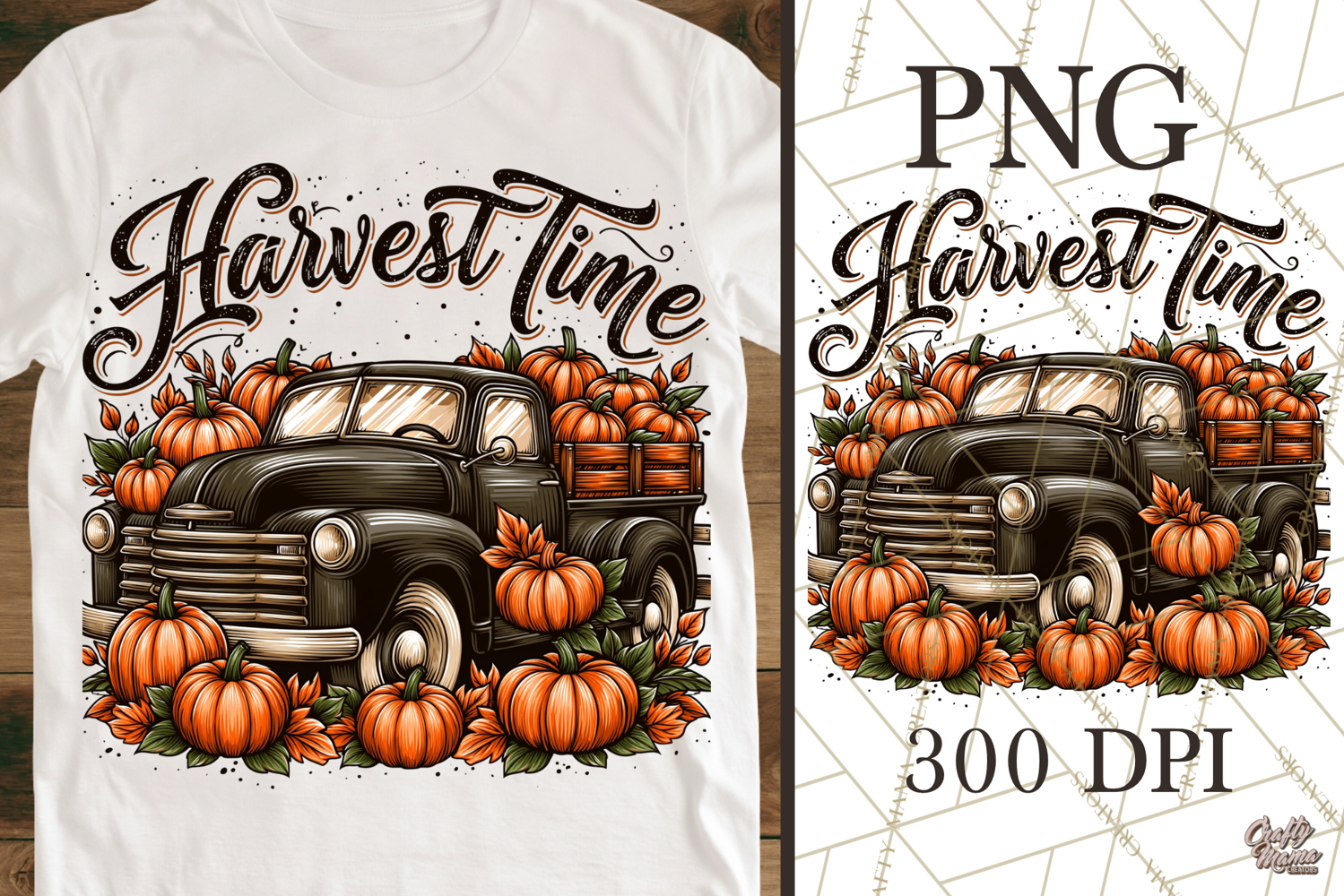 Harvest Time Vintage Truck PNG Pumpkin Truck Graphic product image 1