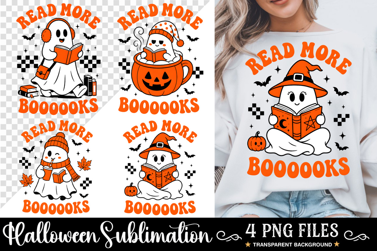 Funny Halloween PNG, Spooky Season PNG, Cute Ghost PNG product image 1