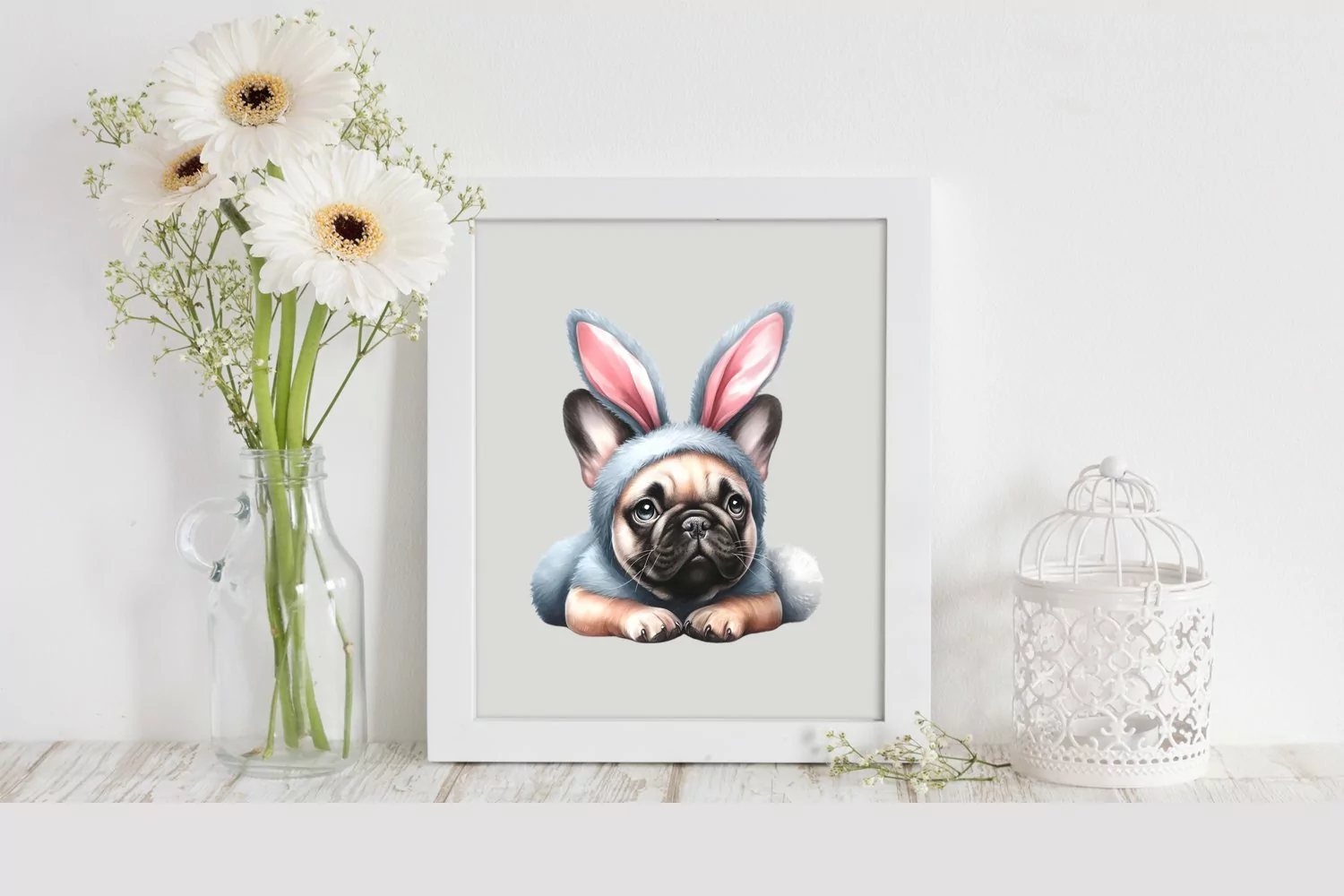 French Bulldog Bunny, Clipart |T-shirt, Mug, Tumbler product image 1
