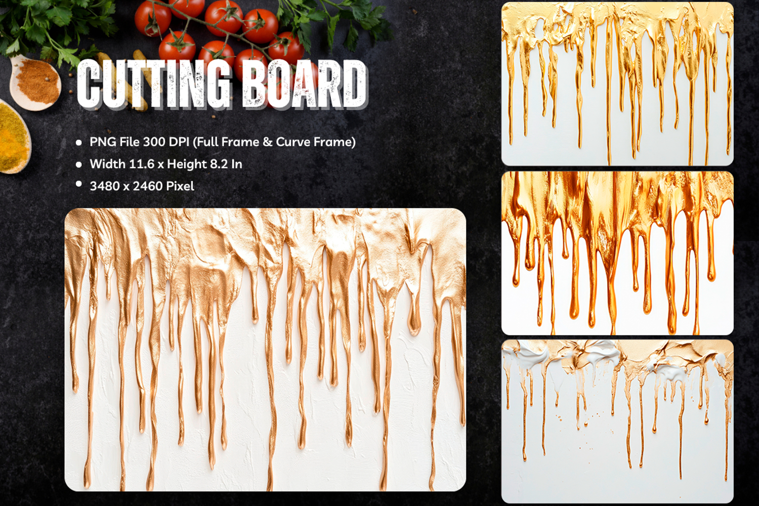 Watercolor Drips Cutting Board Colorful Dripping Border_163 product image 1