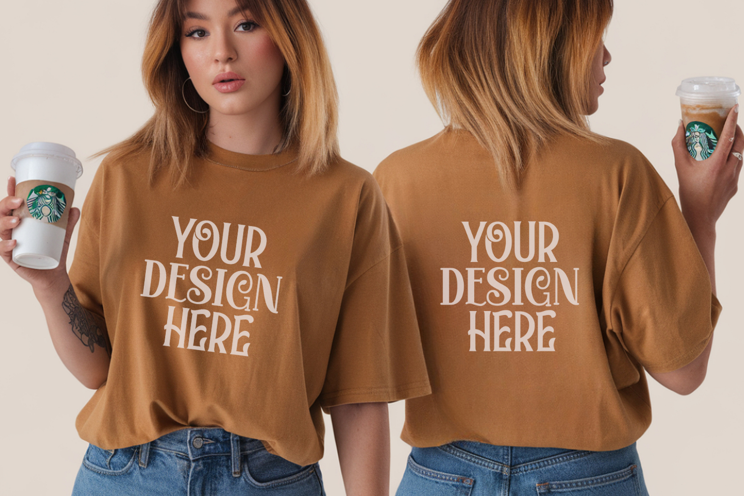 Mustard Comfort Colors 1717 Front & back T shirt Mockup product image 1