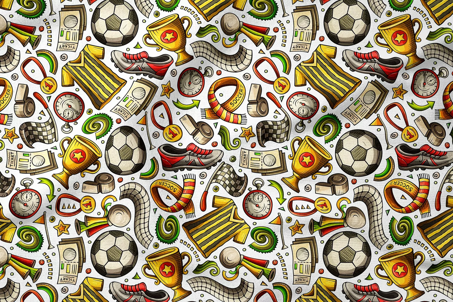 Football Cartoon Seamless Pattern | Doodle Vector Background product image 1