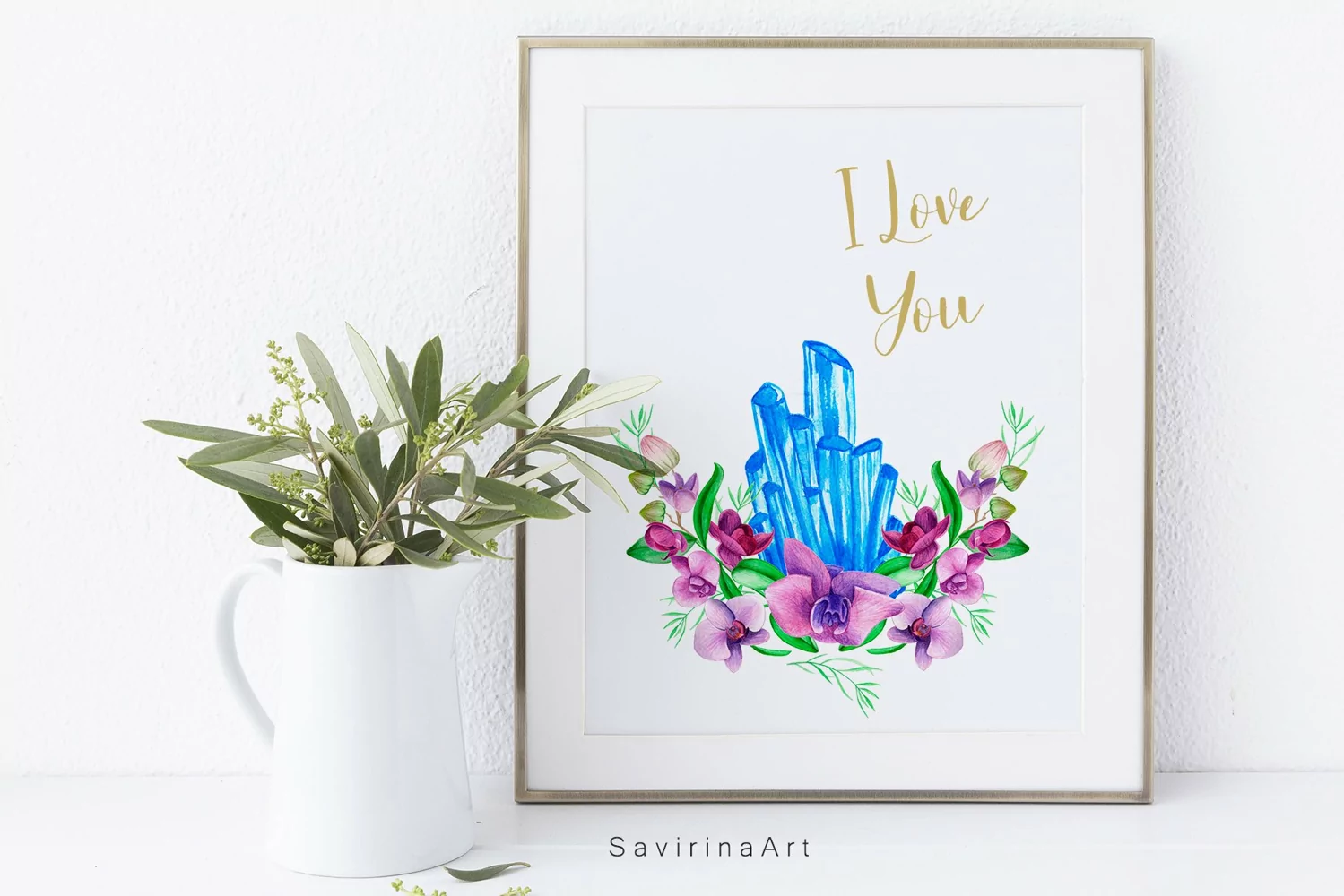 Watercolor frame Orchids Tropic diamond sublimation. product image 1