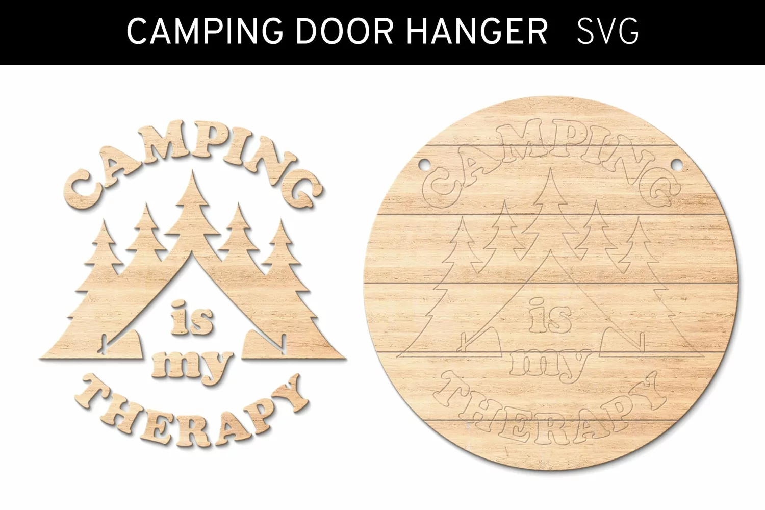 Camping Is My Therapy SVG, Camping Door Hanger SVG product image 1
