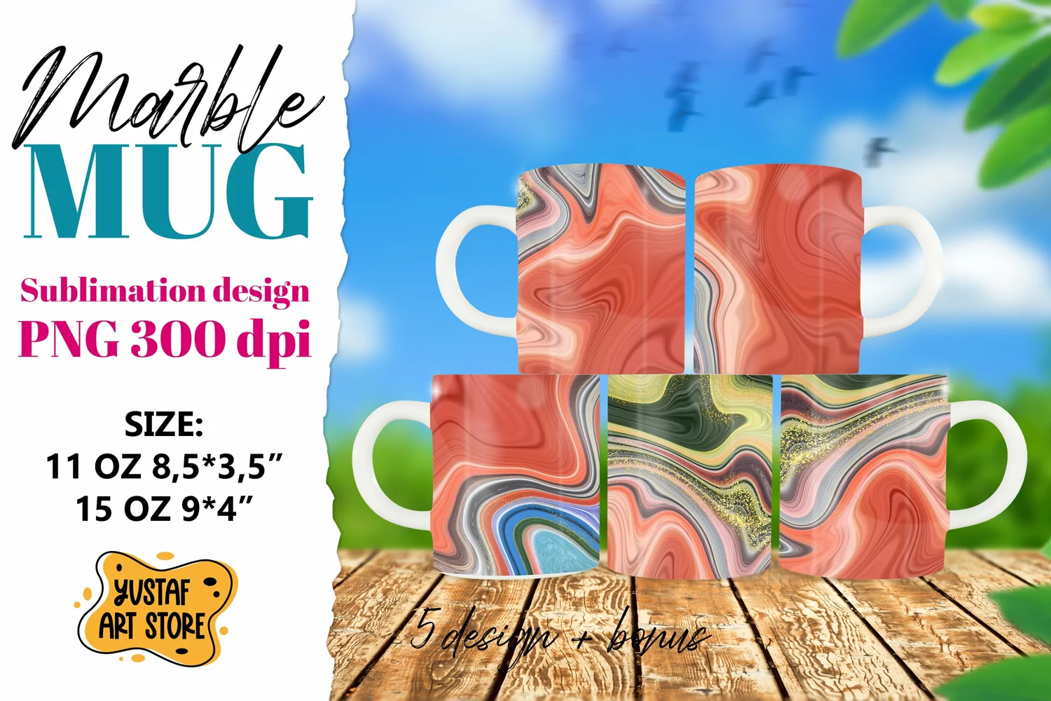 Abstract paint sublimation mug wrap .Fluid art design product image 1
