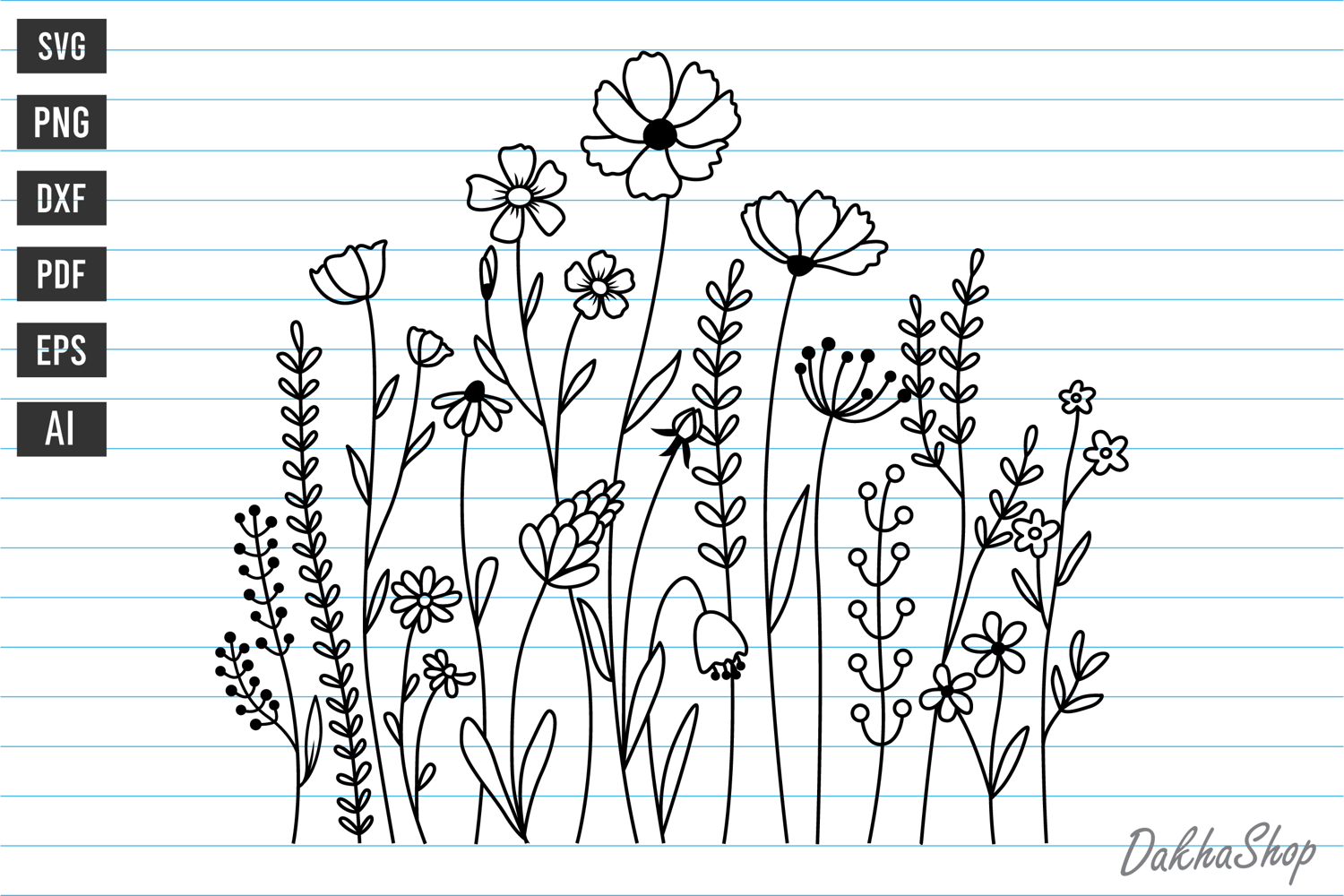 Flower Svg, Flower Meadow Svg, Wildflower Svg, flowers Svg. product image 1
