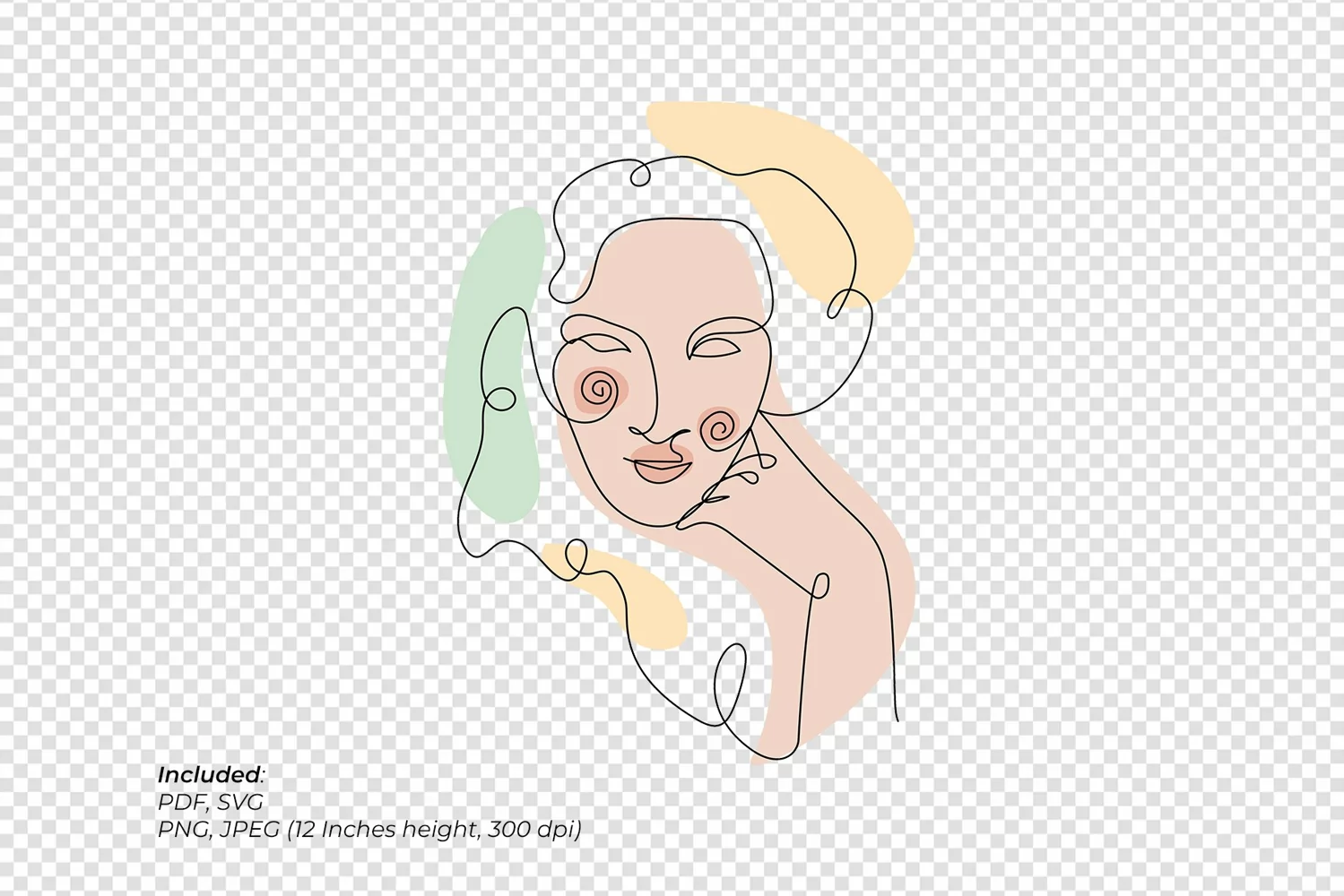 One single line girl face drawing SVG. Abstract portrait art product image 1