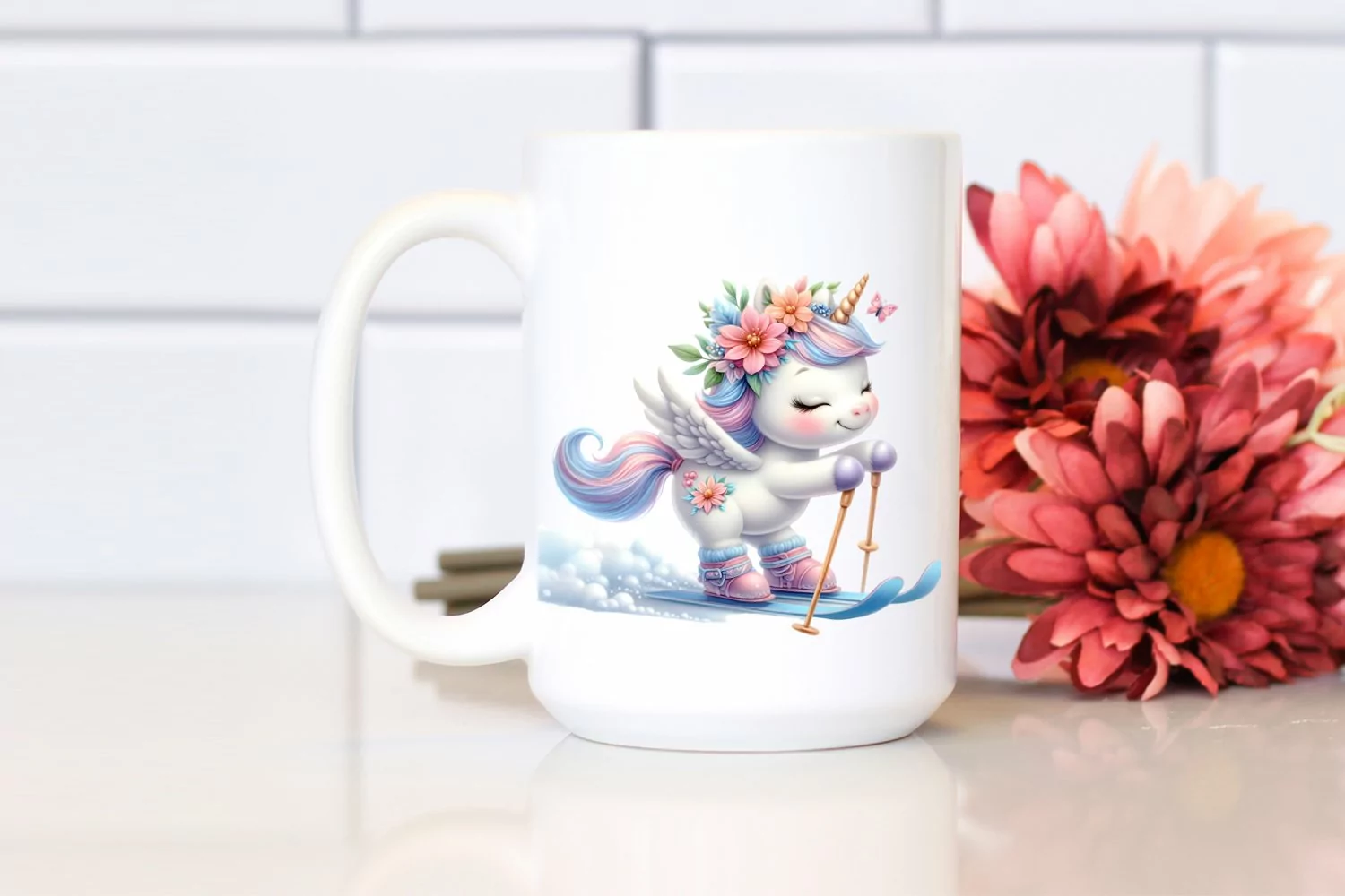 Cute Baby Unicorn Skiing | Sublimation | Clipart product image 1