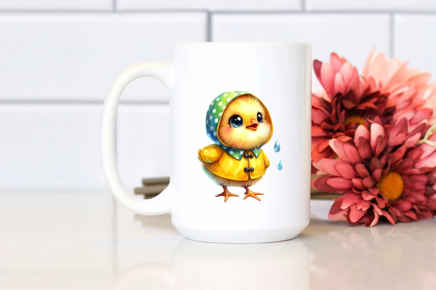 Vibrant Cute Baby Chicken in Raincoat | Sublimation Clipart product image 1