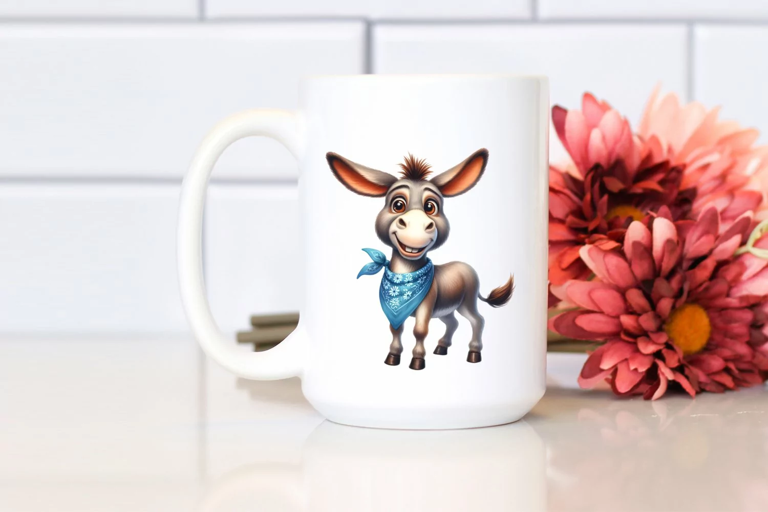 Funny Donkey Standing with Bandana | Watercolor Clipart product image 1