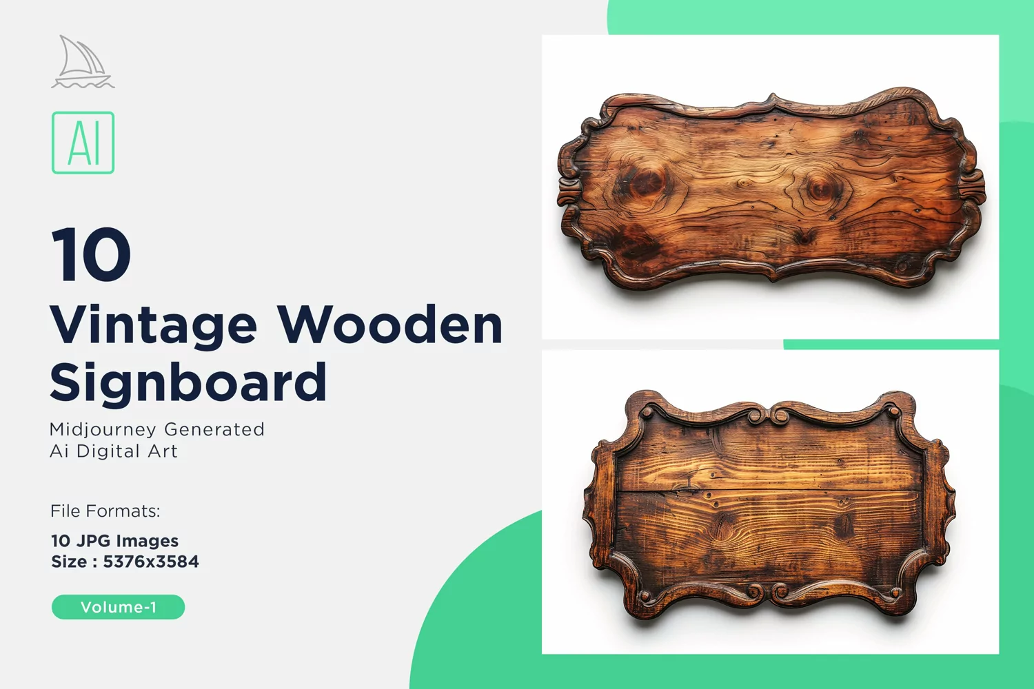 Vintage Wooden Signboard 10_Set V-1 product image 1