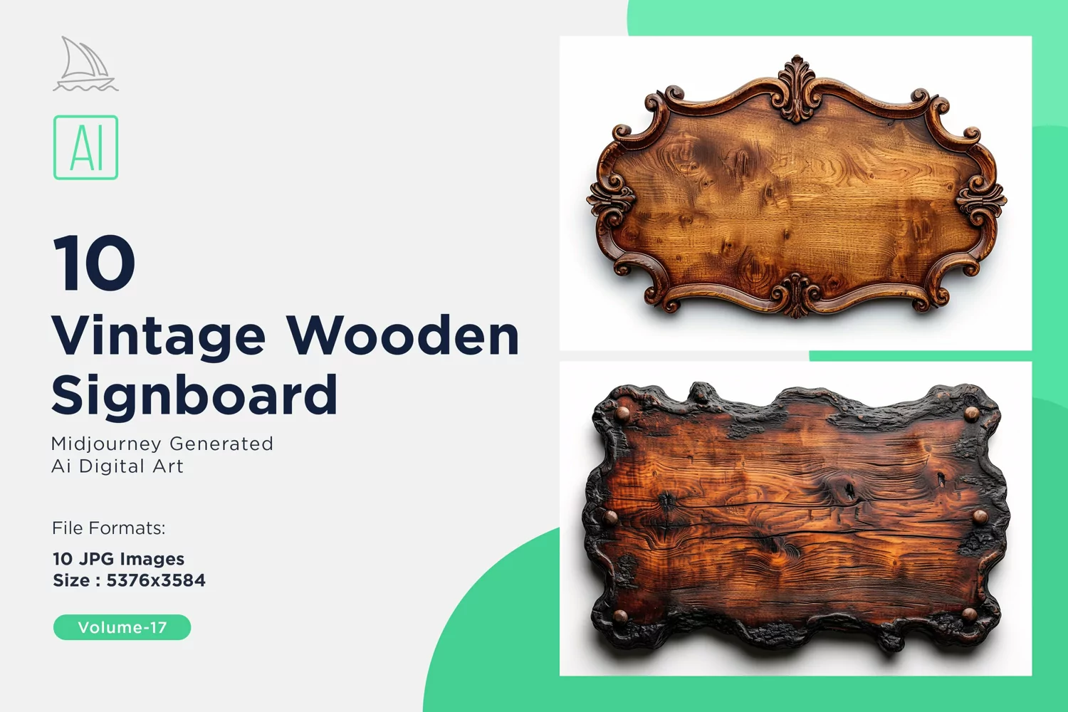 Vintage Wooden Signboard 10_Set V-17 product image 1