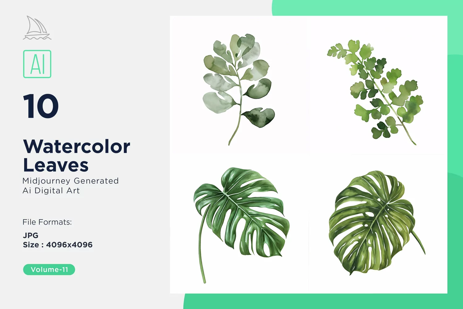 Norfolk, Palm Leaves Watercolor product image 1