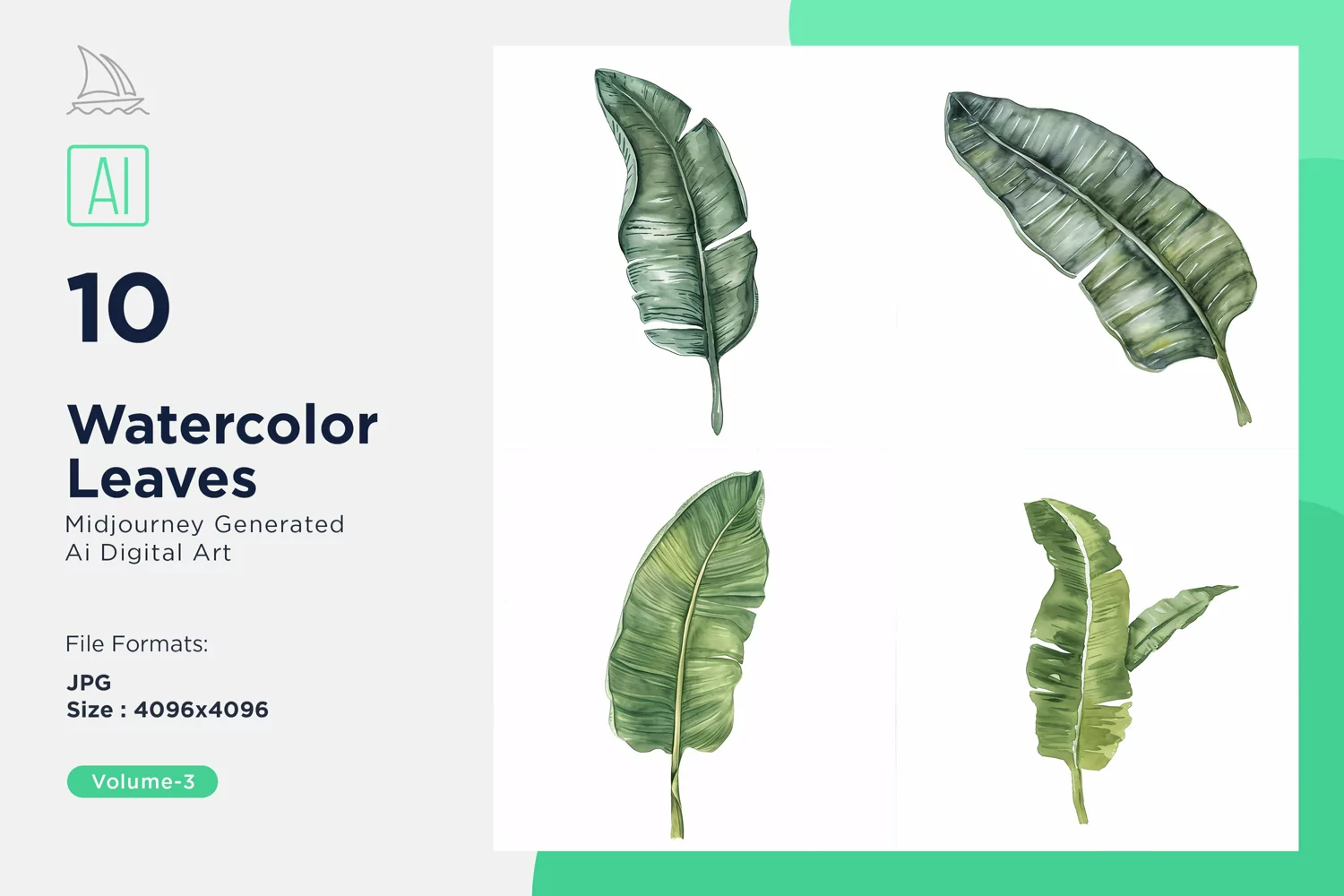 Banana, Begonia, Paradise Leaves Watercolour product image 1