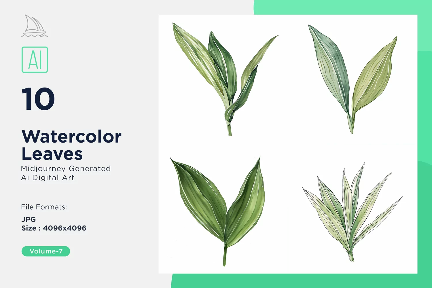 Dracaena, Eucalyptus, Fiddle Leaves Watercolor product image 1