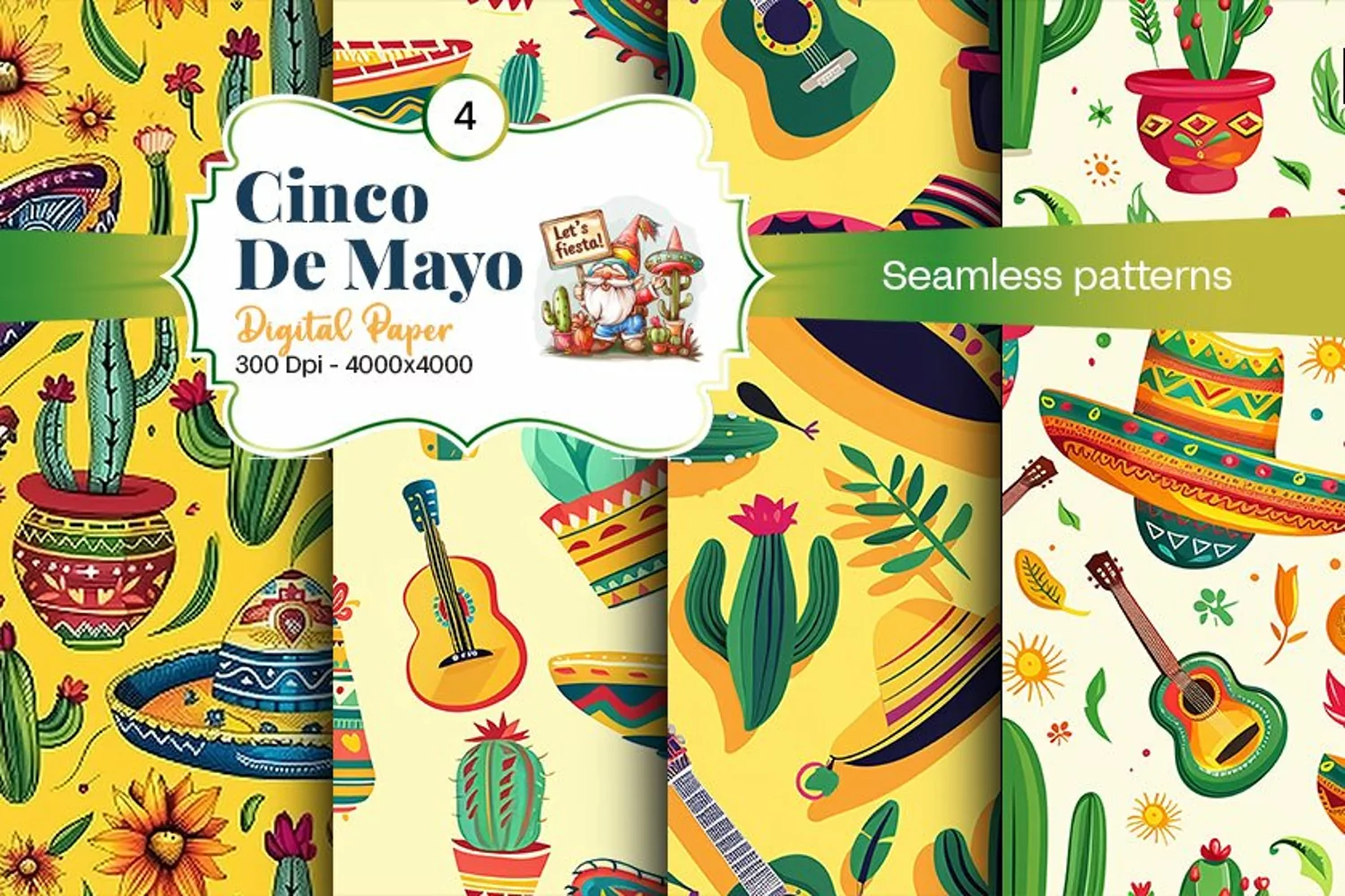 Cinco de Mayo digital paper, fiesta digital paper product image 1