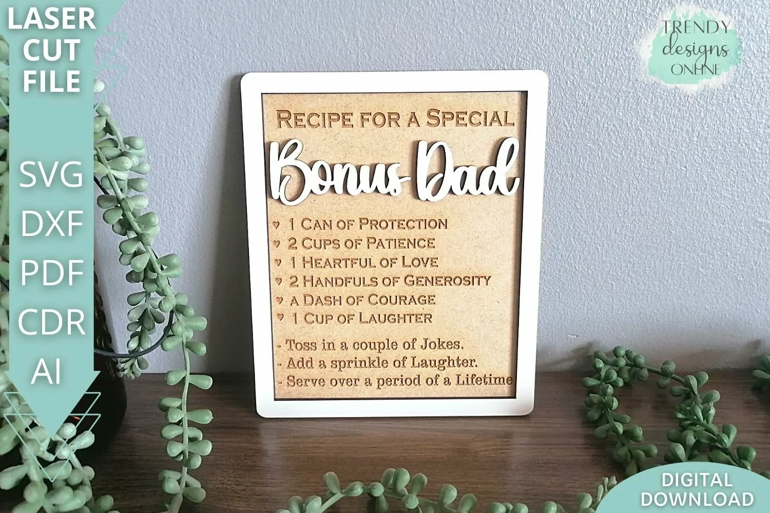 Bonus Dad Recipe, Stepdad Recipe Glowforge laser cut file product image 1