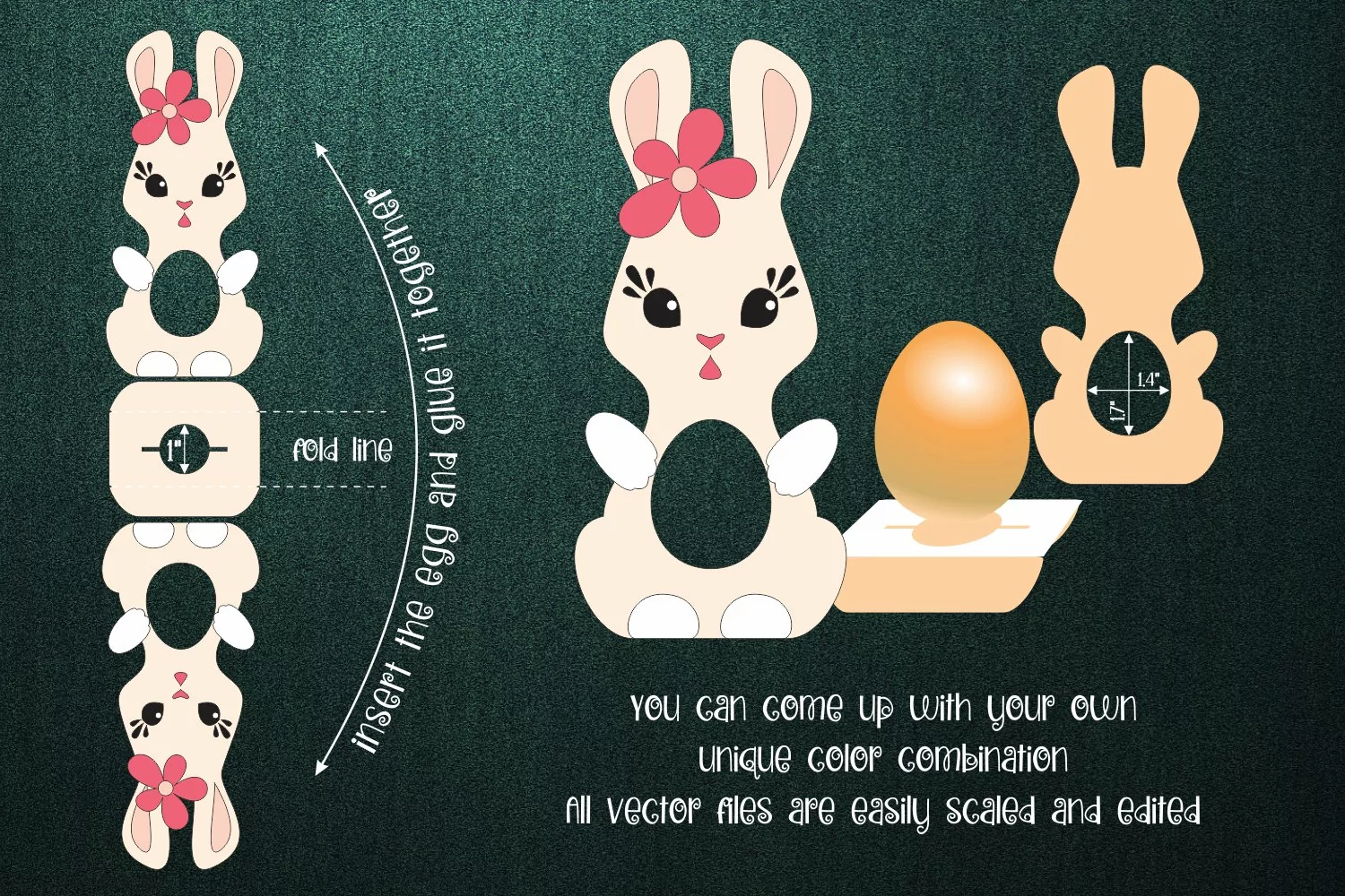 Easter Bunny -Egg Holder Template SVG product image 1