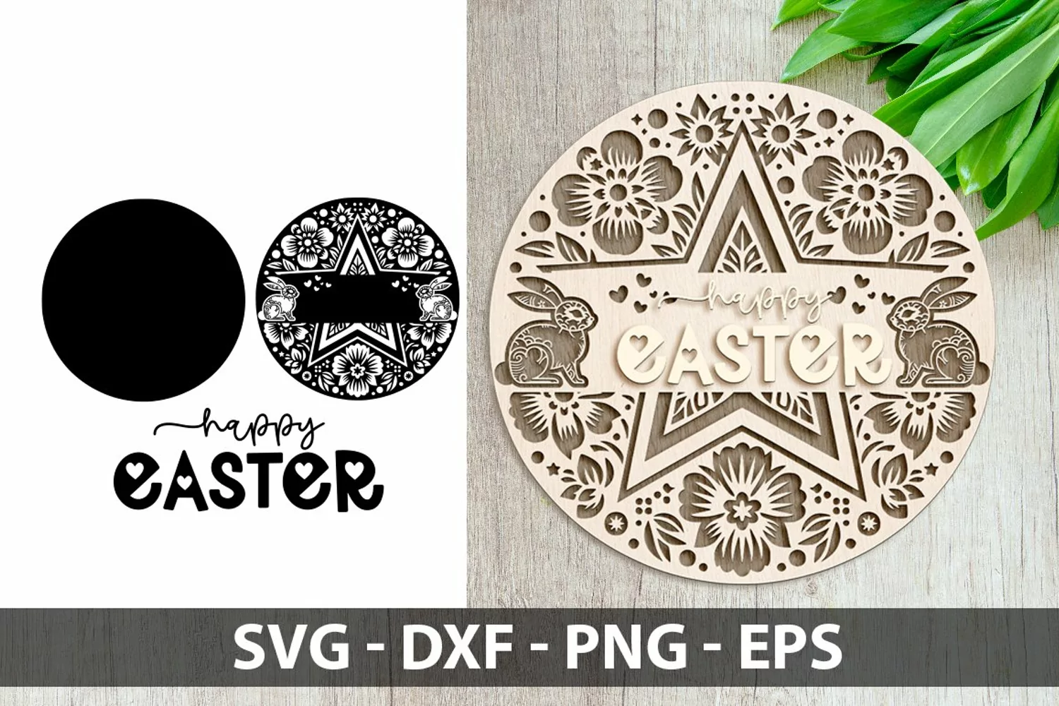 Happy Easter Laser Cut SVG | Easter Laser Cut SVG product image 1