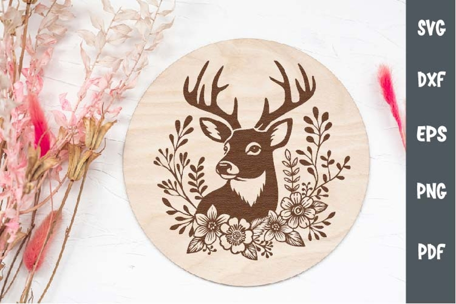 Deer Head SVG PNG, Deer antlers, Cricut, Silhouette cut file product image 1