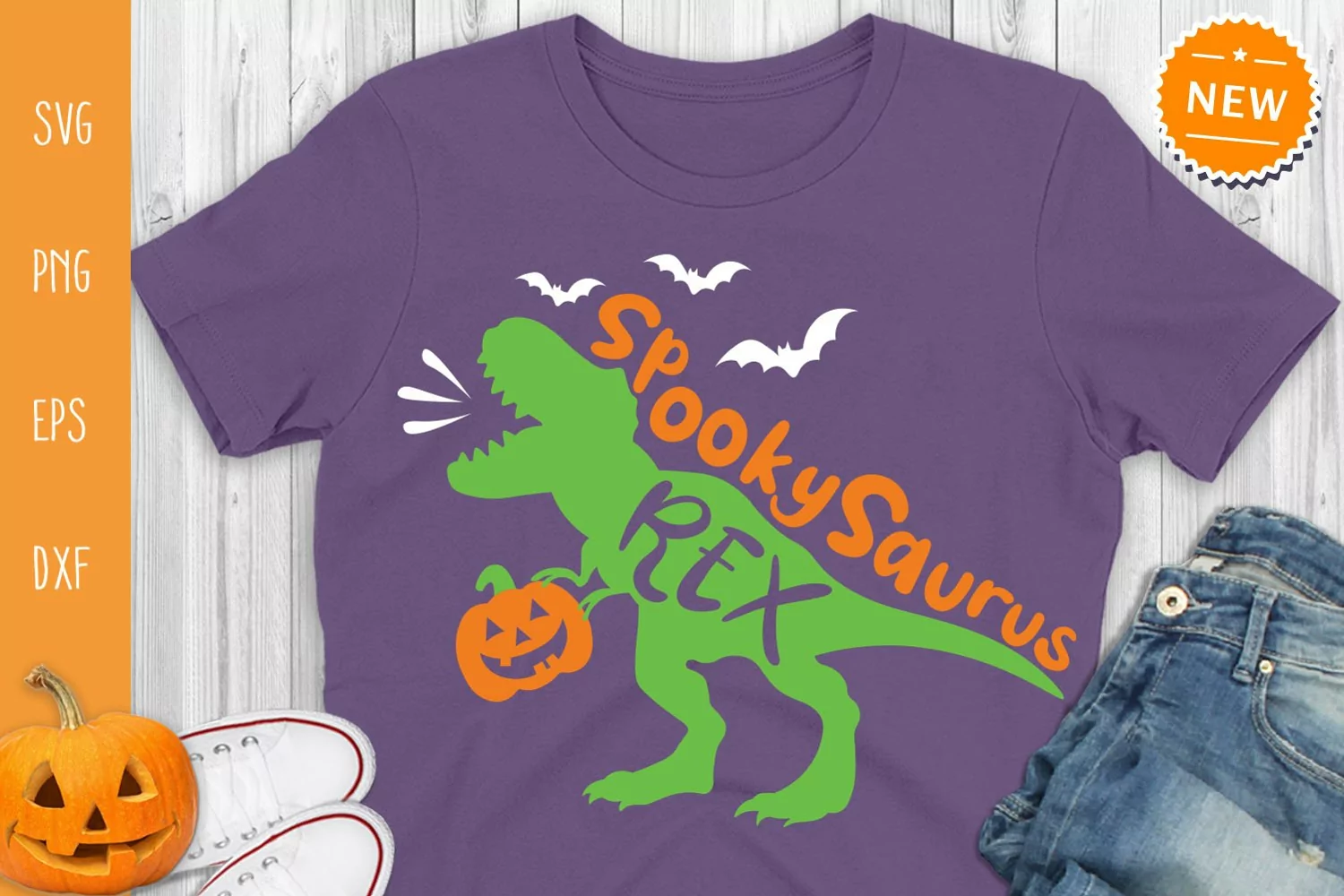 Halloween Dinosaur Svg, Spooky Saurus Rex Svg, Dino Rex Svg product image 1