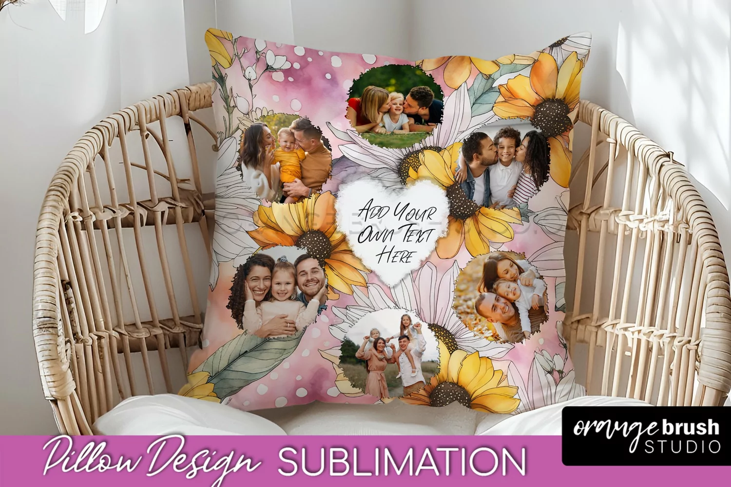 Family Photo Frame Pillow Sublimation - Floral Pillow Cover product image 1