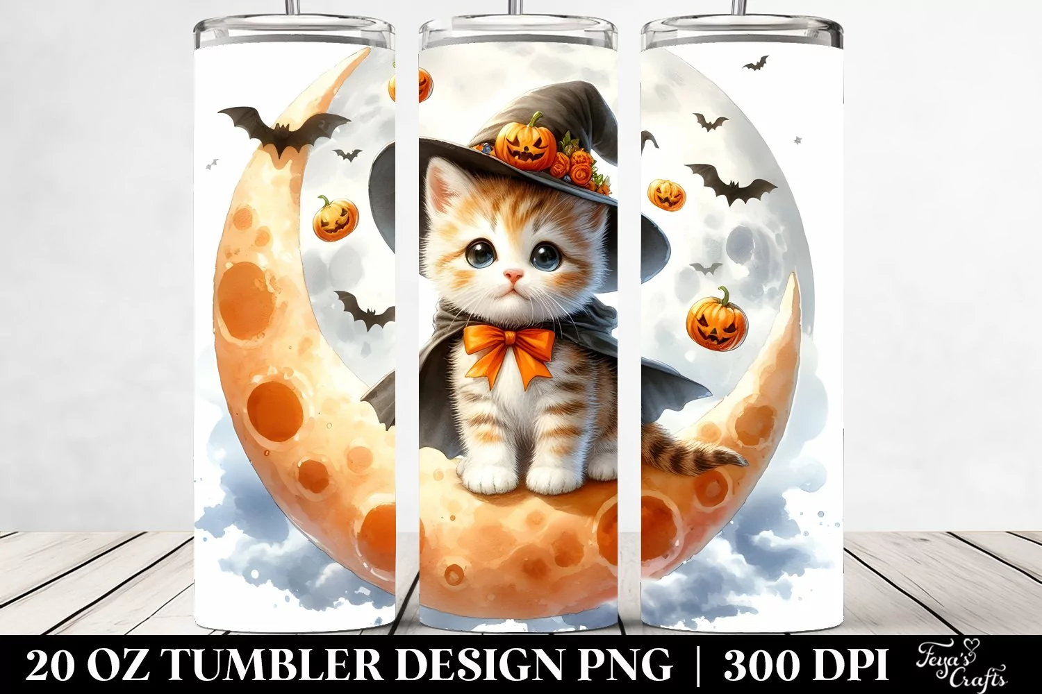Cute Baby Kitten on Moon 20 Oz Tumbler product image 1