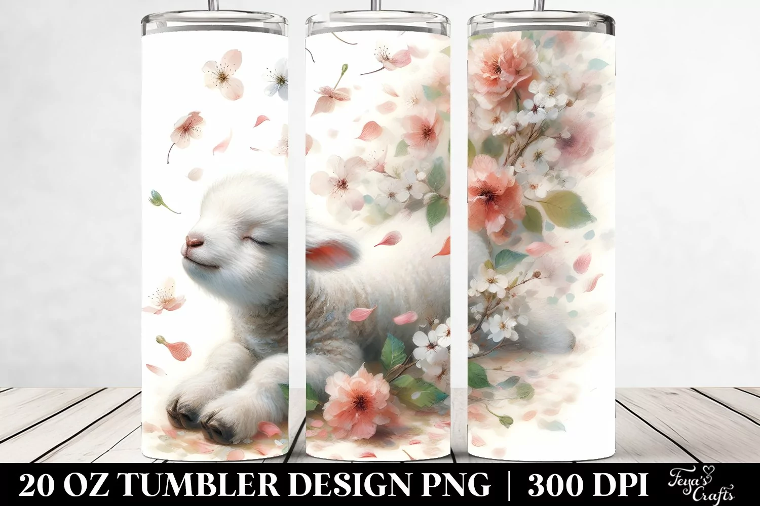 Pastel Lamb Tumbling Spring Petals | 20 Oz Tumbler product image 1