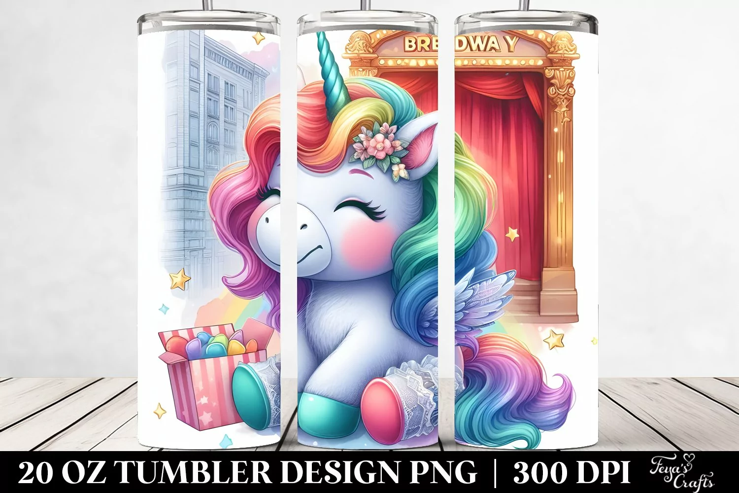 Pastel Baby Unicorn Broadway Stage 20 oz Tumbler Design product image 1