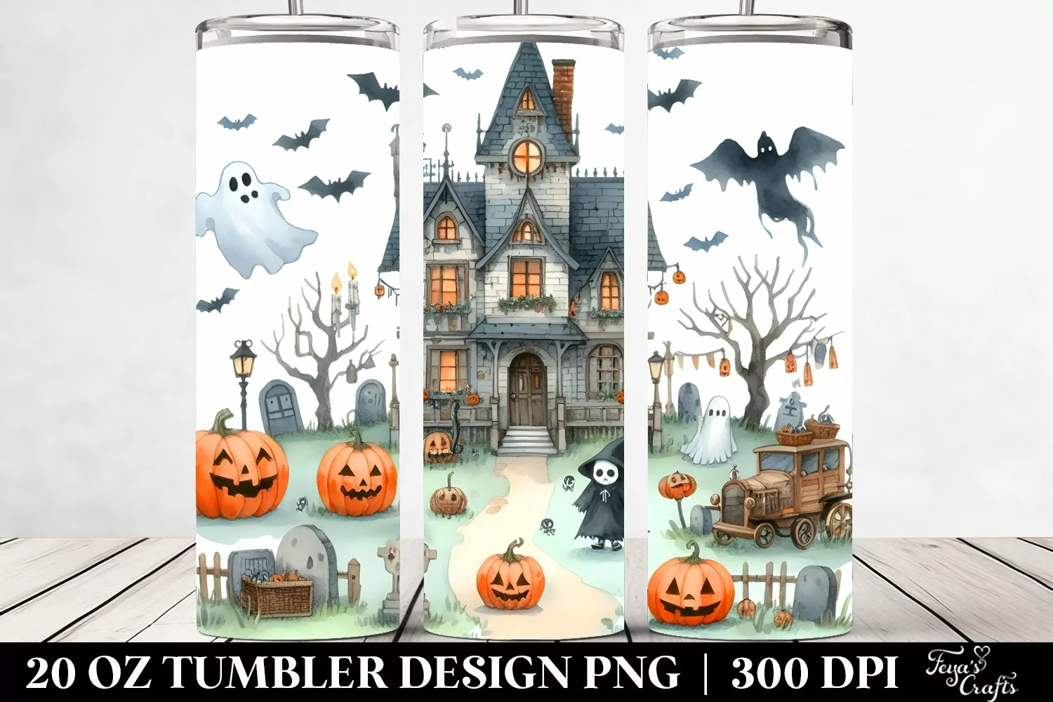 Funny Halloween Haunted House Clipart 20 Oz Tumbler product image 1