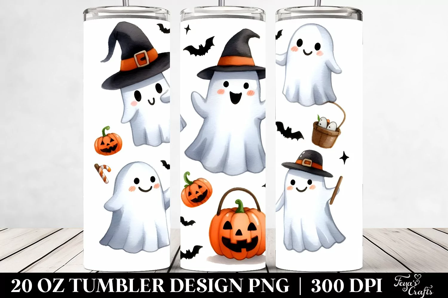 Simple Ghost Clipart, High-Res 20 Oz Tumbler product image 1