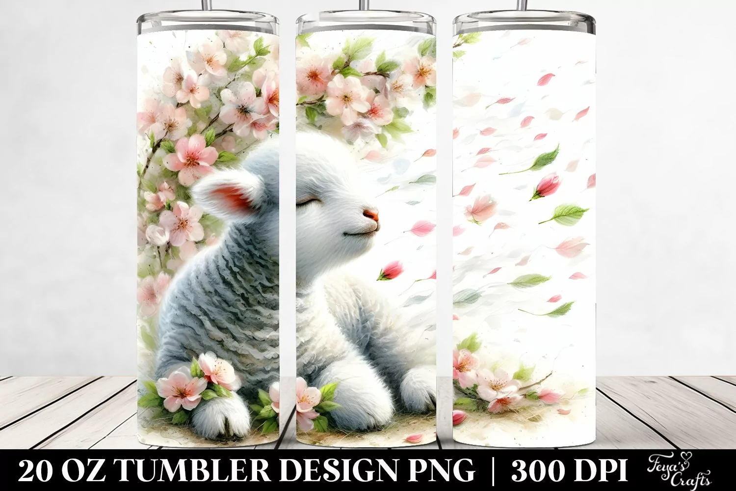 Lamb Tumbling with Spring Petals | 20 Oz Tumbler product image 1