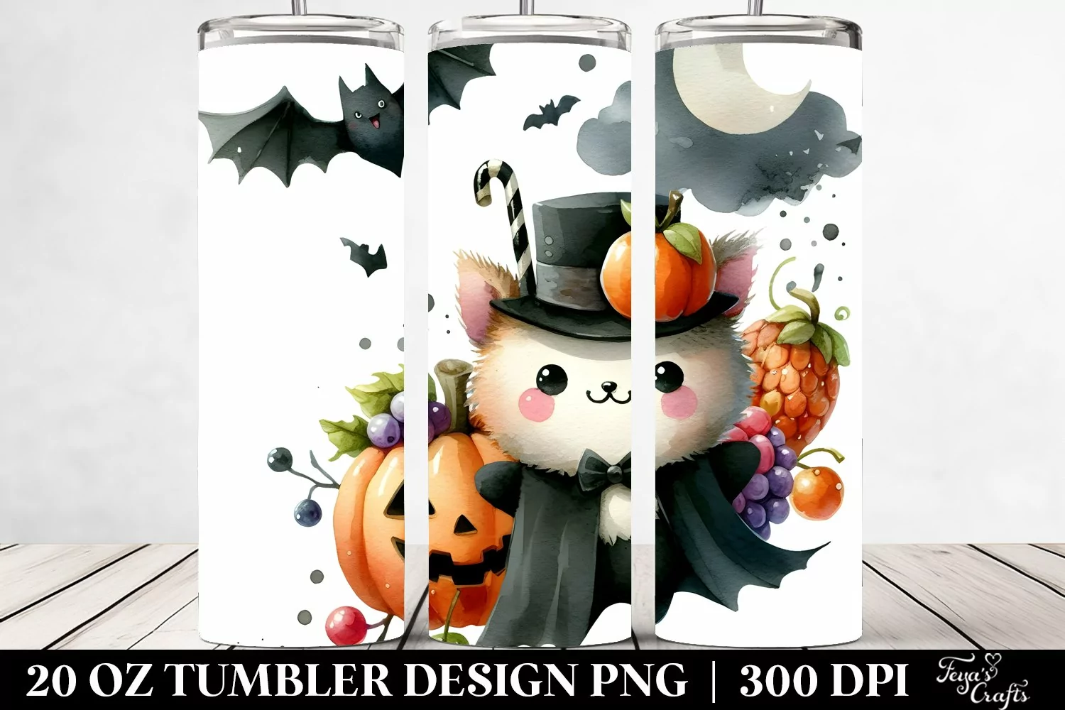 Funny Halloween Clipart, Bat 20 Oz Tumbler product image 1