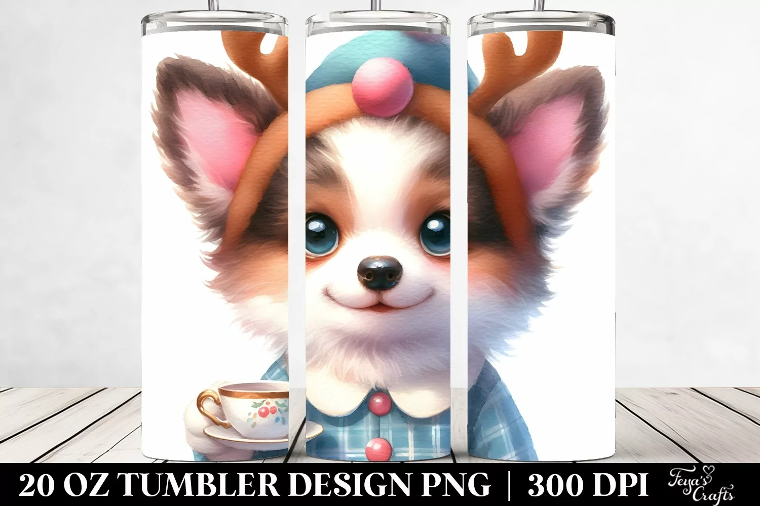Colorful Baby Border Collie, Transparent 20 Oz Tumbler product image 1