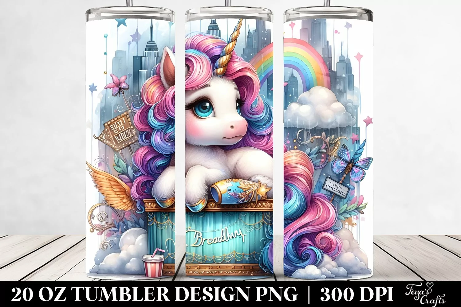 Playful Baby Unicorn on Broadway Stage. 20 Oz Tumbler Design product image 1