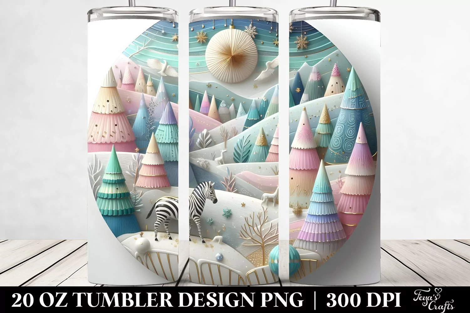 Pastel Zebra Winter Scene Clipart product image 1