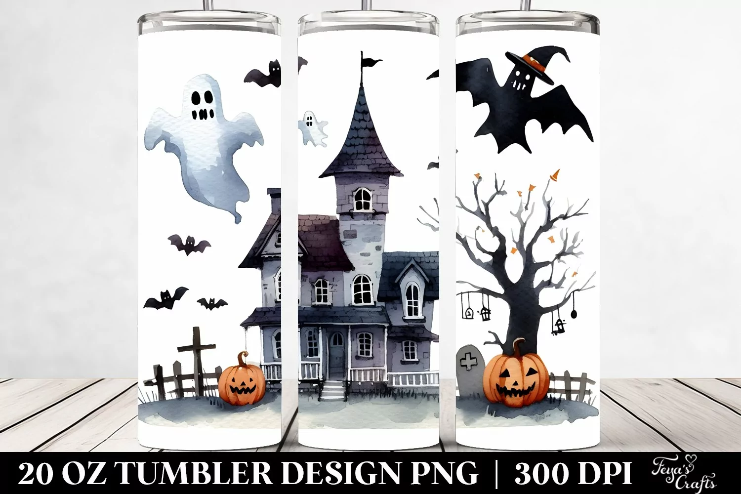 Simple Funny Halloween Clipart, Haunted House 20 Oz Tumbler product image 1