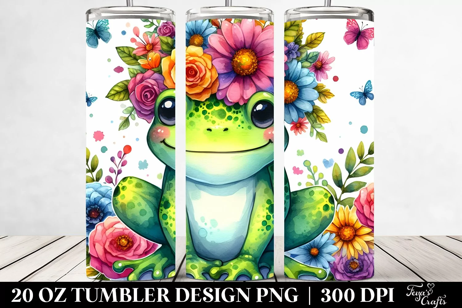 Baby Frog with Floral Crown, Transparent 20 Oz Tumbler product image 1