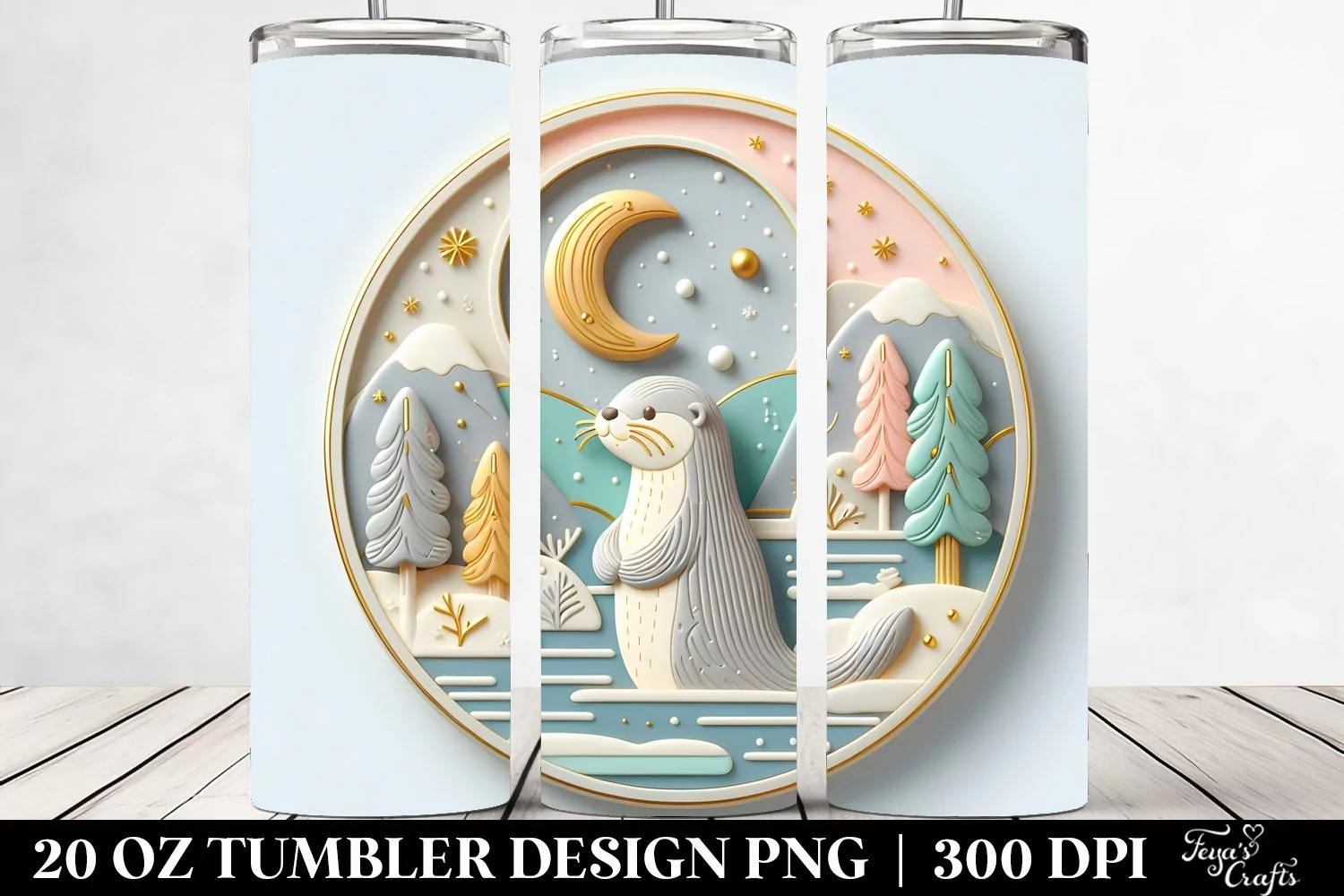 Colorful 3D Otter Winter Scene Clipart product image 1